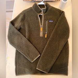 Mens Patagonia Forest Green half zip Fleece Jacket